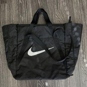 Nike Black Duffel Workout Bag with White Swoosh